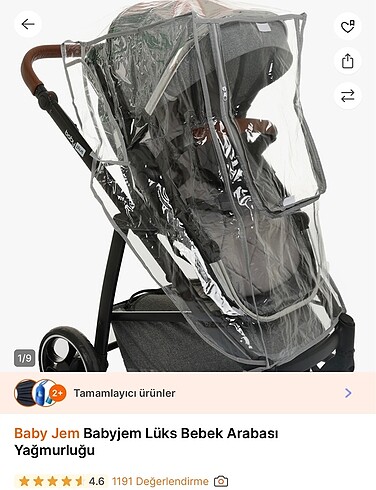Babyjem lüks bebek arabası yağmurluğu