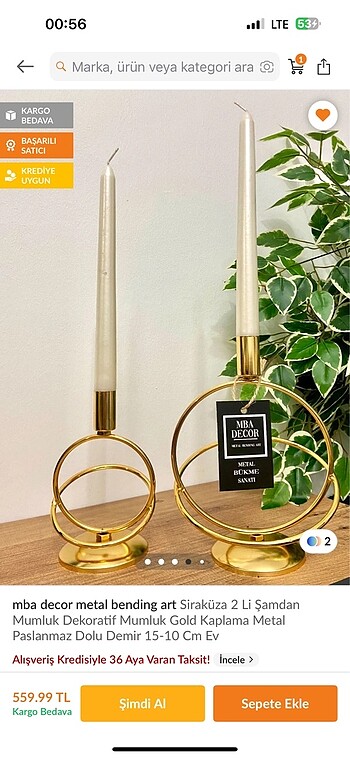 Mba decor şamdan mumluk ve mum