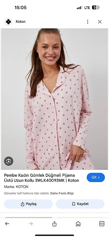 Koton gömlek pijama üstü