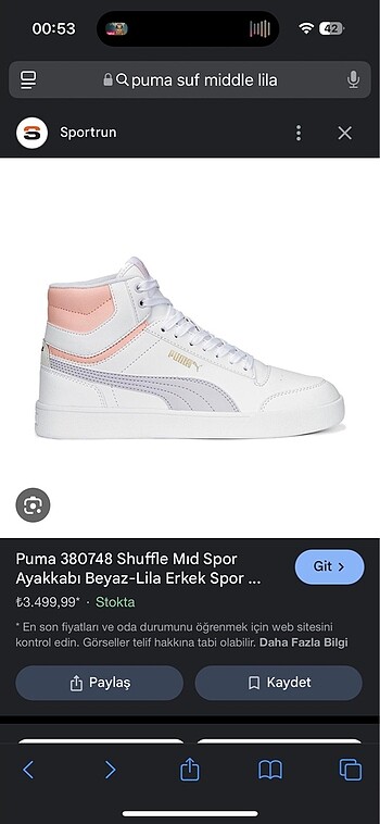 38 Beden Puma shuffle middle lila