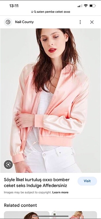 oxxo Pembe saten OXXO bomber ceket