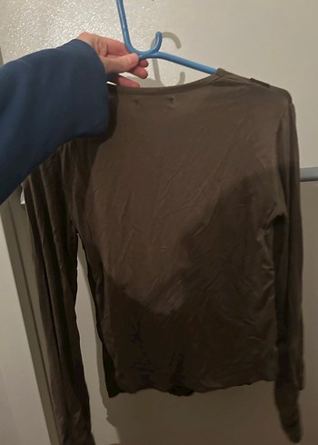 haki renk uzun kollu bluz - Görsel 4