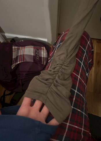 haki renk uzun kollu bluz - Görsel 2