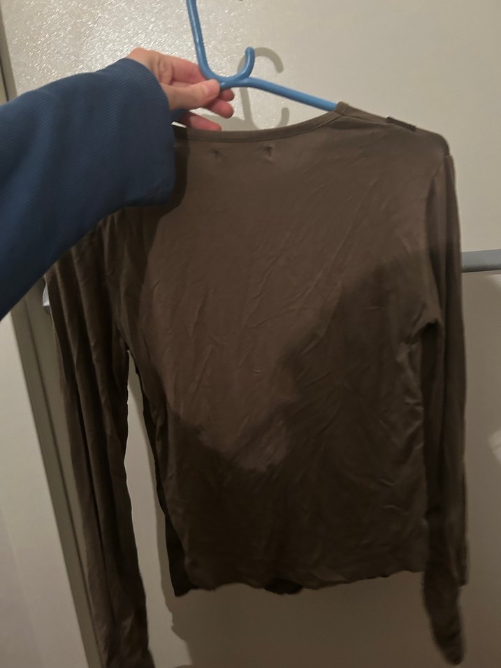 haki renk uzun kollu bluz - Görsel 4