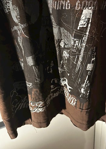 kahverengi baskılı tişört - Görsel 5
