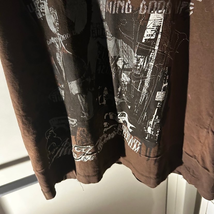 kahverengi baskılı tişört - Görsel 5