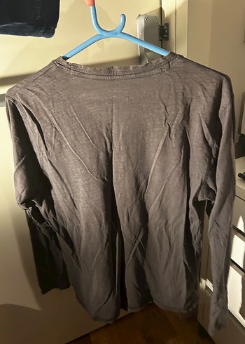 Gri Uzun Kollu Keten Gömlek - Görsel 4