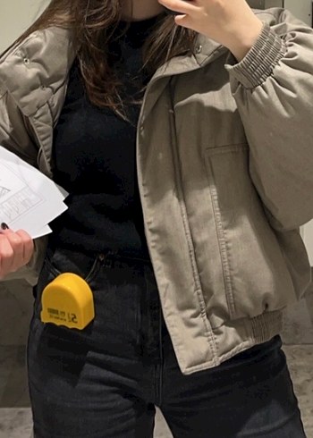 Pull and Bear Bej Dik Yaka Şişme Mont - Görsel 2