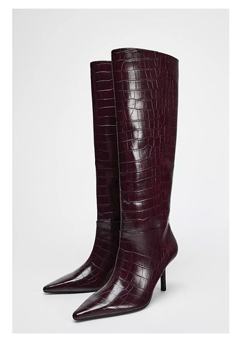 Zara Kabartmalı Stiletto Topuk Çizme
