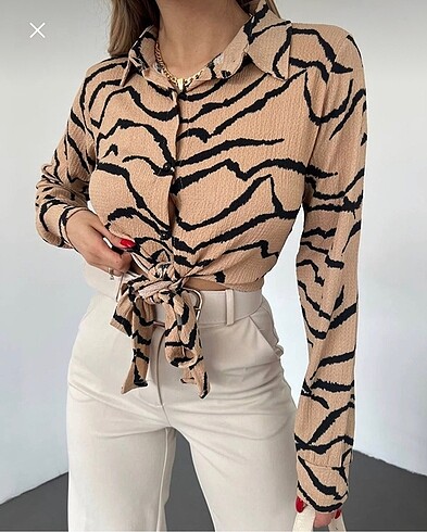 ZEBRE CROP BLUZ GÖMLEK