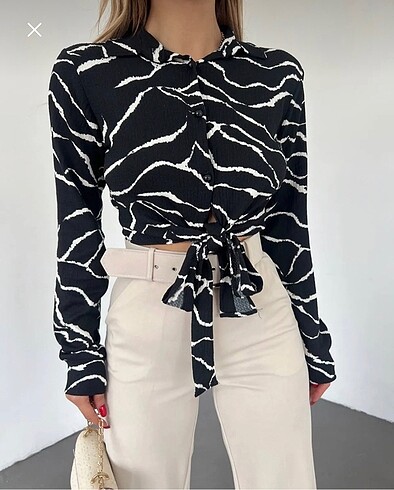 s Beden camel Renk ZEBRE CROP BLUZ GÖMLEK