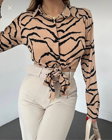 Diğer ZEBRE CROP BLUZ GÖMLEK