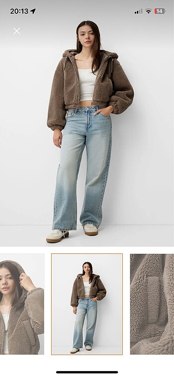 Berskha kapüşonlu suni yünlü ceket - Görsel 2