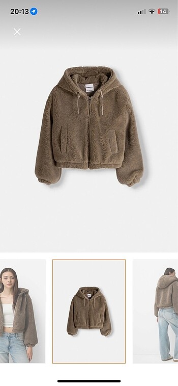 Berskha kapüşonlu suni yünlü ceket - Görsel 5