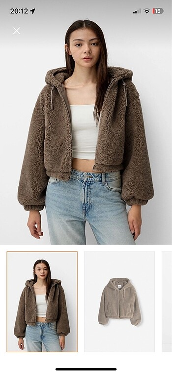 Berskha kapüşonlu suni yünlü ceket - Görsel 3