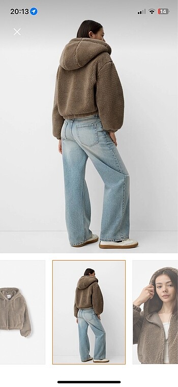 Berskha kapüşonlu suni yünlü ceket - Görsel 6