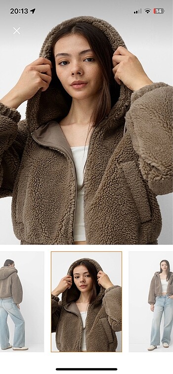 Berskha kapüşonlu suni yünlü ceket - Görsel 4