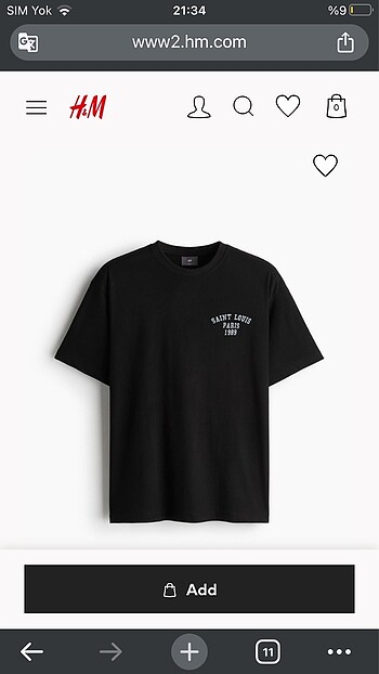 H&M siyah erkek tişört YENİ ETİKETLİ