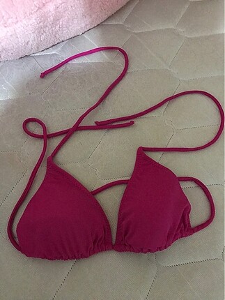 Pembe boyundan bağlamalı bikini üstü