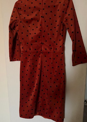 Kırmızı Puantiyeli Midi Elbise - Görsel 6