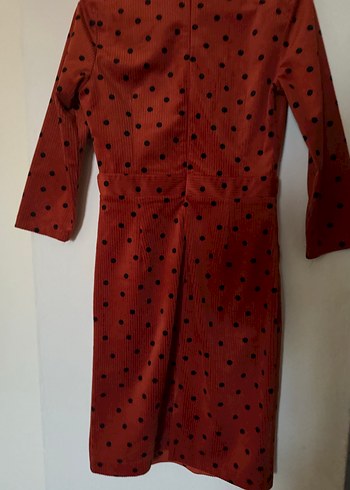 Kırmızı Puantiyeli Midi Elbise - Görsel 7