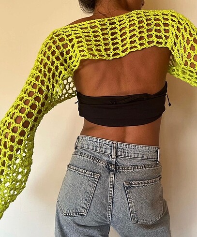 36 Beden Crochet Handmade Sleeves, mesh top, Y2K