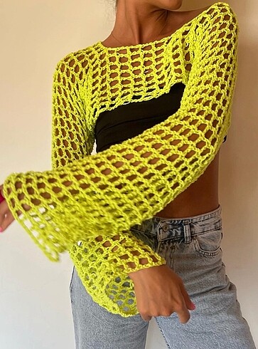 Diğer Crochet Handmade Sleeves, mesh top, Y2K