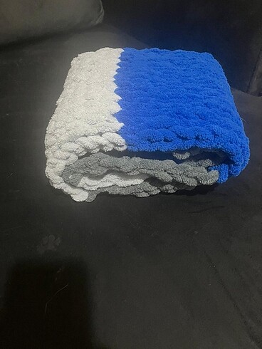  Beden Mavi gri puffy atkı