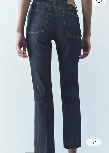 Zara orjinal Kadın Lacivert Regular Fit Midi Kot Pantolon - Görsel 2