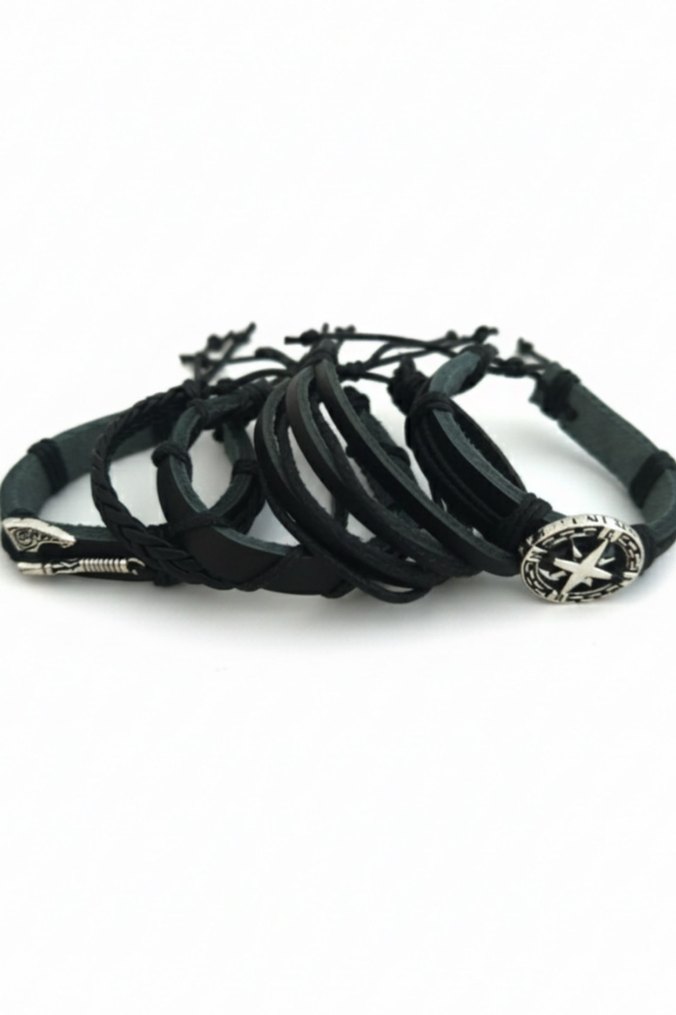 Pusula Balta Tasarım 5'li Hakiki Deri Bileklik - Görsel 3