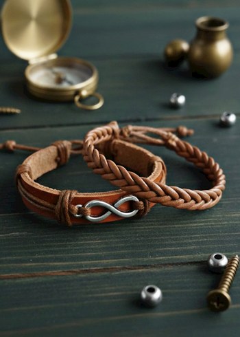 Sonsuzluk Tasarım 2li Hakiki Deri Bileklik - Görsel 3