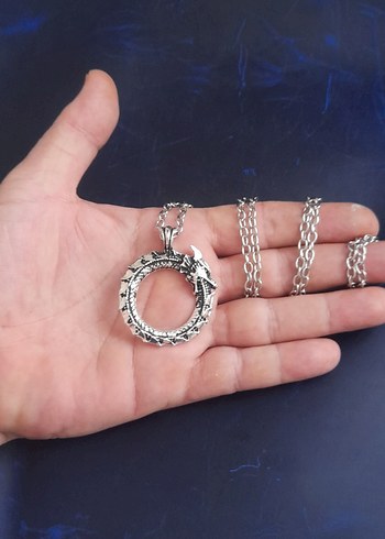 Kendini Yiyen Yılan Desenli Gotik Zincir Kolye - Görsel 3