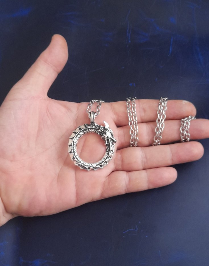 Kendini Yiyen Yılan Desenli Gotik Zincir Kolye - Görsel 3