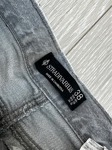 38 Beden gri Renk Stradivarius D96 crop straight fit jean