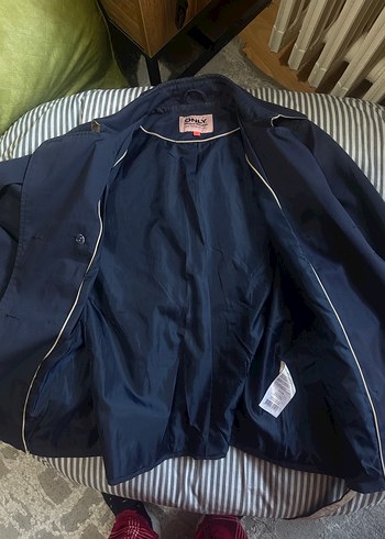 Düğmeli Lacivert Midi Denim Trençkot