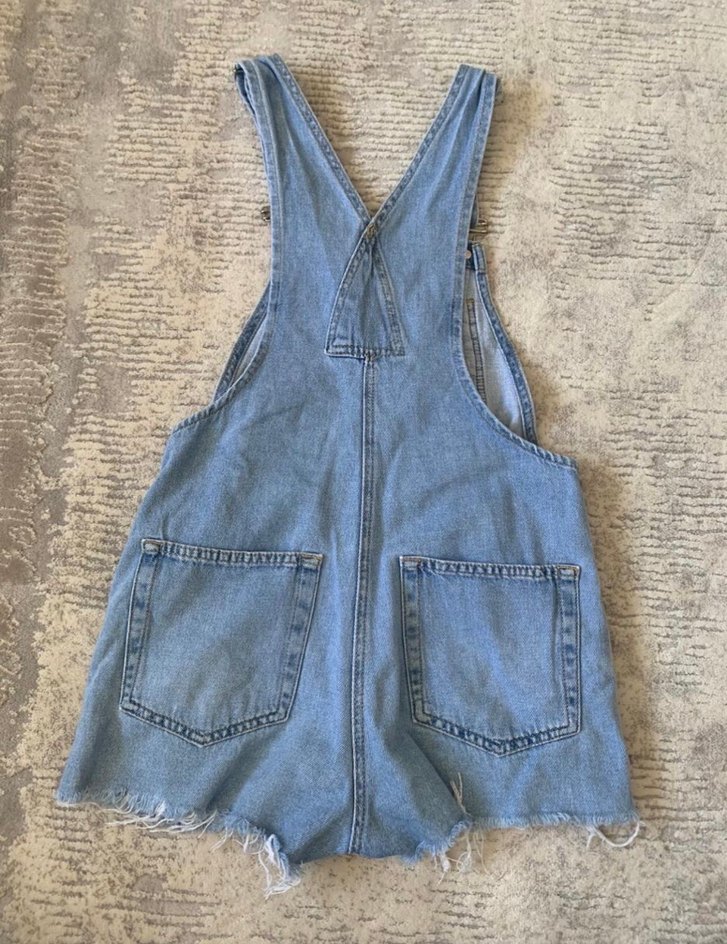 Mavi Denim Kısa Askılı Bol Şort Tulum - Görsel 2