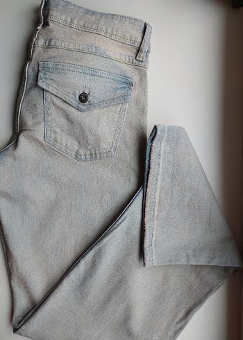 m Beden gri Renk Yıkanmış Görünümlü H&M Flared Low Jeans 38