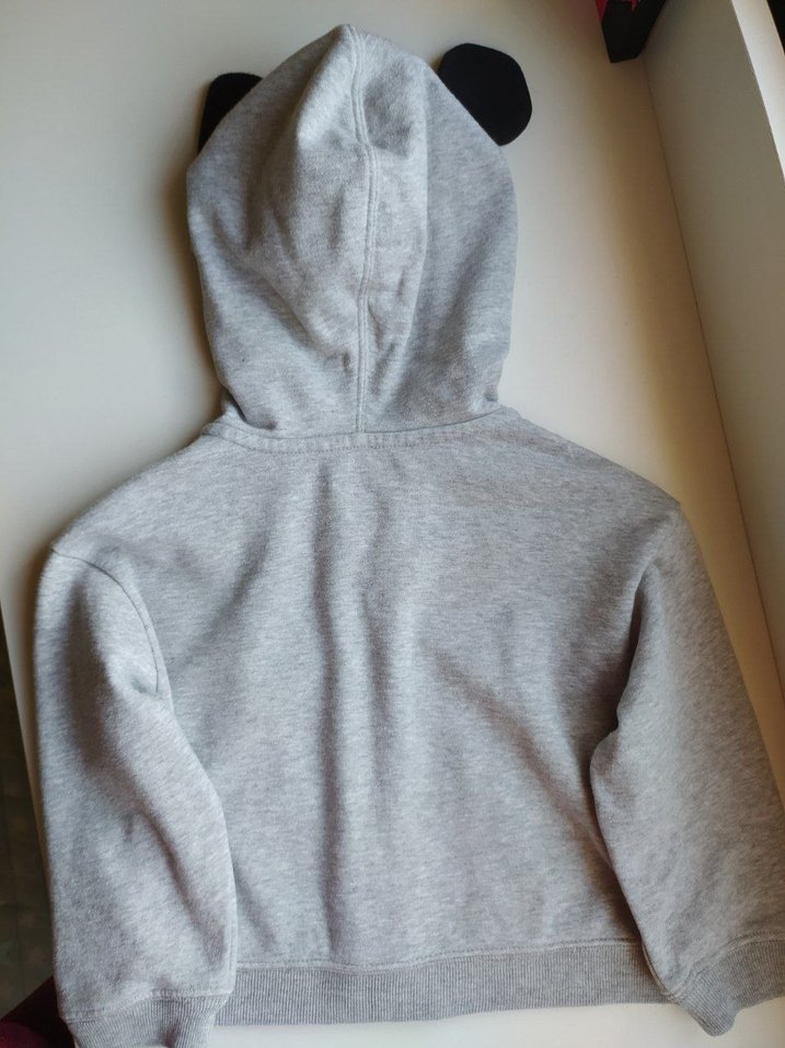 GAP Kız Çocuk Gri Kapüşonlu Fermuarlı Sweatshirt 2-3 yaş - Görsel 2