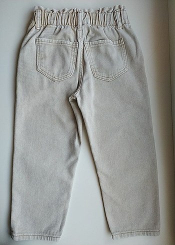 Kız Çocuk Bej Bol Kesim Jean Pantolon - Görsel 2