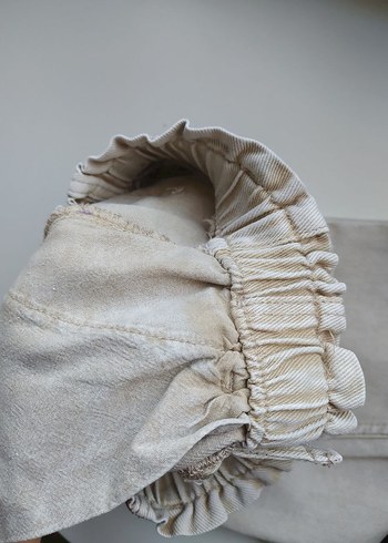 Kız Çocuk Bej Bol Kesim Jean Pantolon - Görsel 7