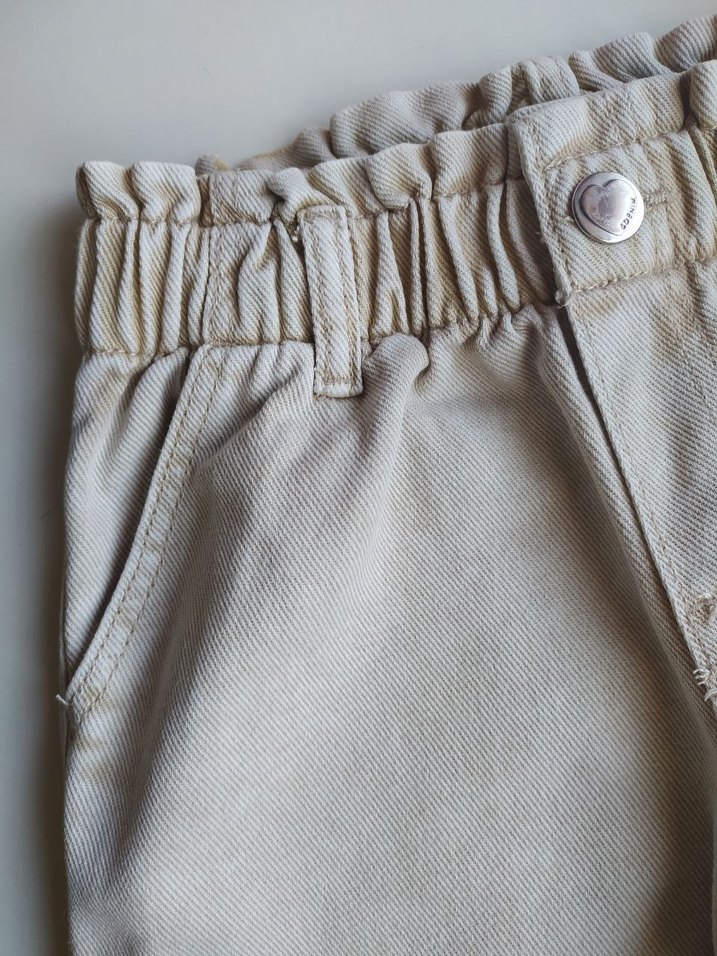 Kız Çocuk Bej Bol Kesim Jean Pantolon - Görsel 4