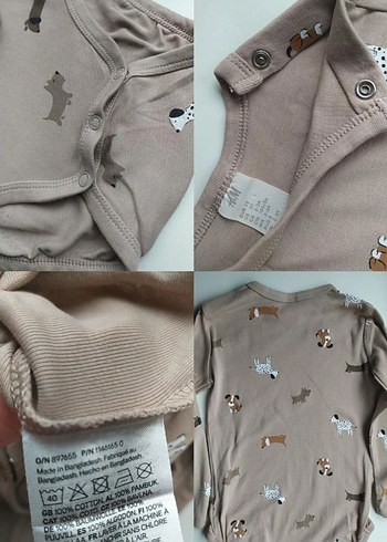 Kahverengi Uzun Kollu Unisex Bebek Body H&M 2-3 yaş - Görsel 3