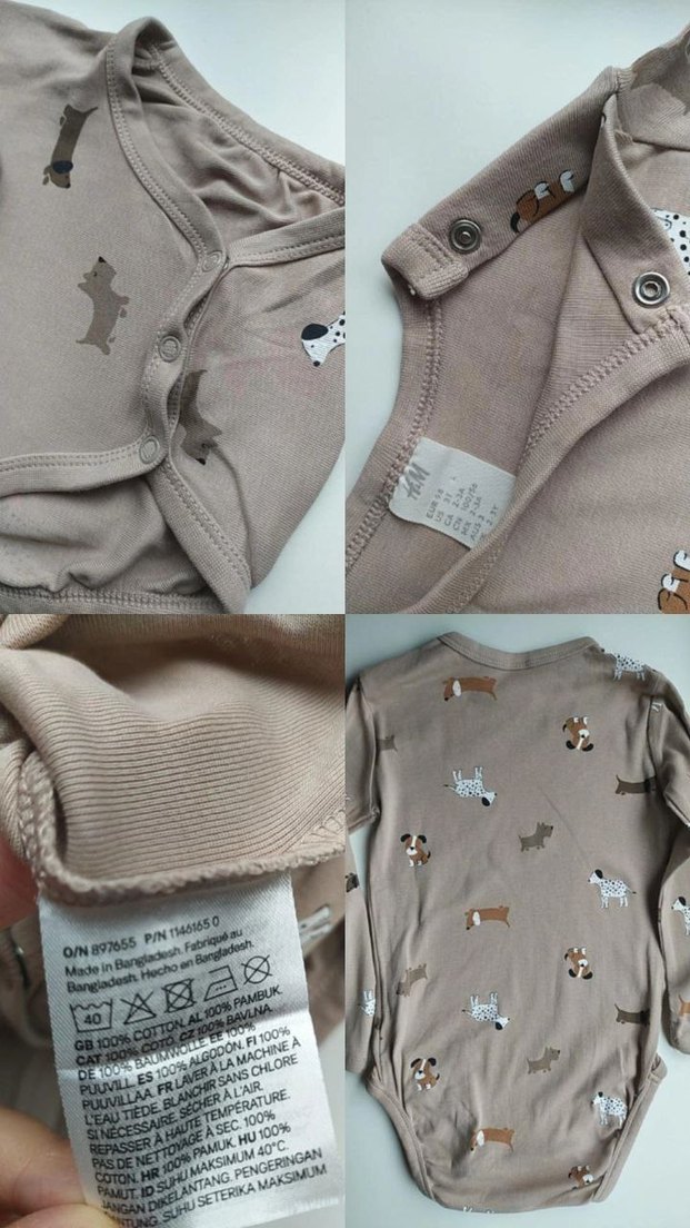 Kahverengi Uzun Kollu Unisex Bebek Body H&M 2-3 yaş - Görsel 3