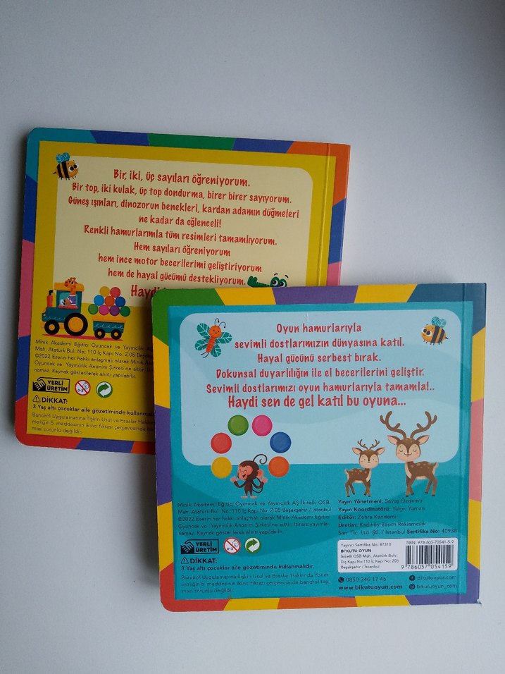 Sayilar ve Hayvan Dostlarim Çocuk Oyun Hamuru Kitapları - Görsel 2