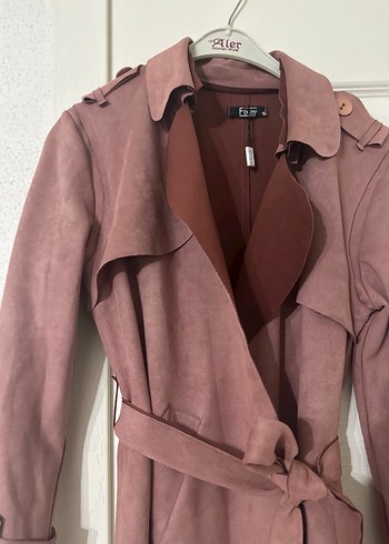 Bordo Kadın Süet Kuşaklı Uzun Trençkot - Görsel 3