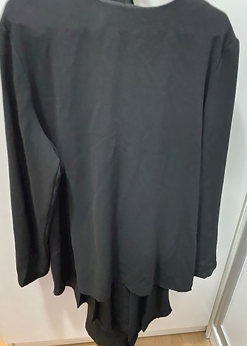 Tasarımcı Siyah Pilili Uzun Kollu tunik pantolon