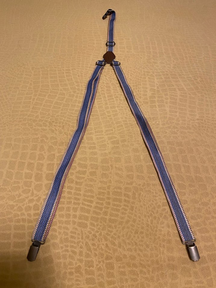 Çocuk için Çok Renkli Çizgili Kot Askı - Görsel 2