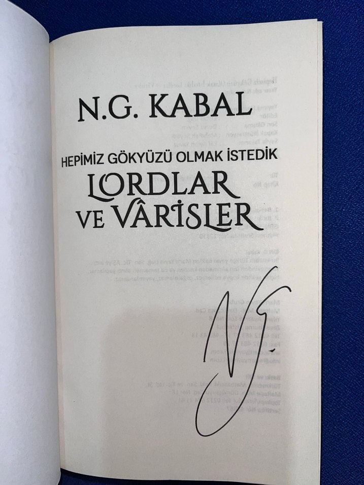 N.G. Kabal - Lordlar ve Varisler Romanı İmzalıdır - Görsel 3