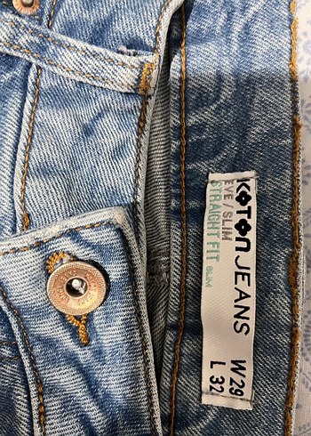 Düğmeli Mavi Denim Kadın Jean - Görsel 2