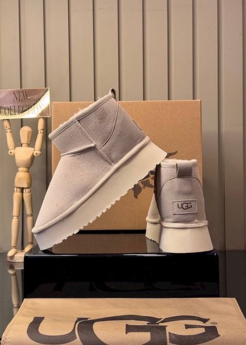 UGG Gri Süet Dolgu Topuklu Kadın Bot
